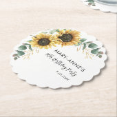 80e Verjaardag Party Zonnebloem Bloemen Script Kartonnen Onderzetters (Gekanteld)