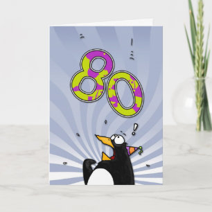 80e verjaardag - Penguin Surprise Card Kaart