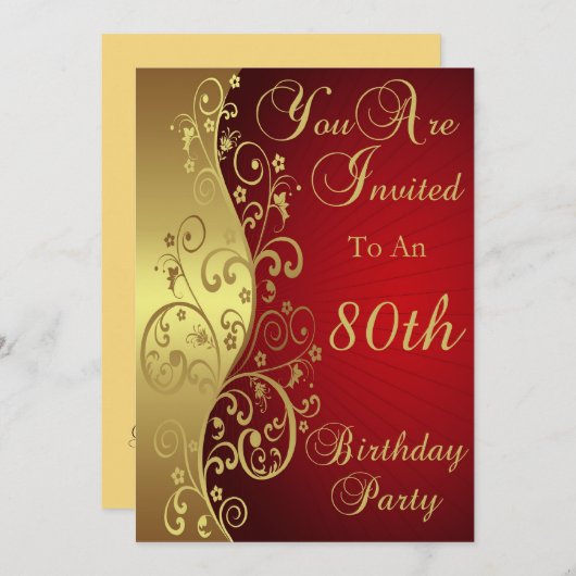80e verjaardag Persoonlijke uitnodiging (Voorkant / Achterkant)