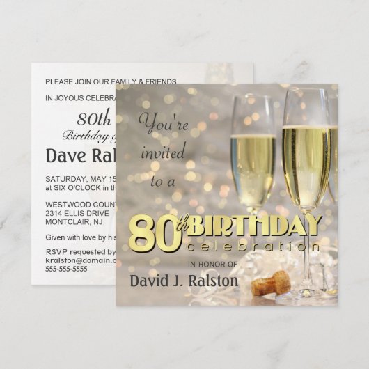 80e verjaardag - Persoonlijke uitnodigingen (Voorkant / Achterkant)