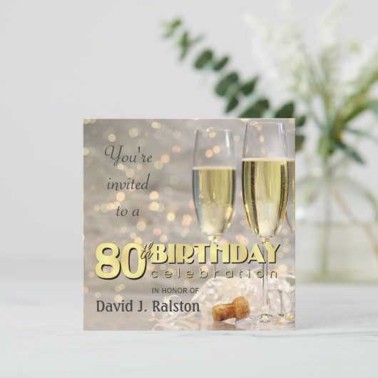 80e verjaardag - Persoonlijke uitnodigingen (Staand voorkant)