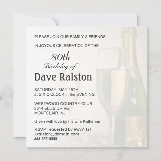 80e verjaardag - Persoonlijke uitnodigingen (Achterkant)