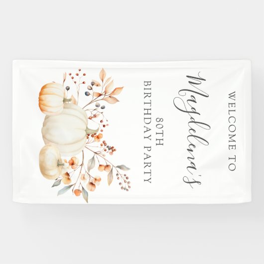 80e verjaardag Pompoen val bladeren Verticale Outd Spandoek (Horizontaal)