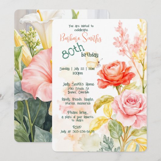 80e verjaardag Prachtige lentebloemen Kaart (Voorkant / Achterkant)