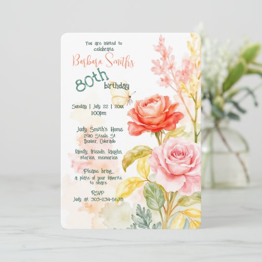 80e verjaardag Prachtige lentebloemen Kaart (Staand voorkant)