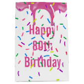 80e verjaardag prins op roze ijsvorming medium cadeauzakje (Voorkant)