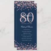 80e Verjaardag Programma Bedankt Roos Gold Navy Bl (Voorkant / Achterkant)