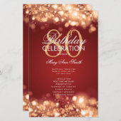 80e verjaardag programma Glam Lights Rood Goud w / (Voorkant / Achterkant)
