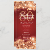 80e verjaardag programma Glam Lights Rood Goud w / Programmakaart (Voorkant / Achterkant)