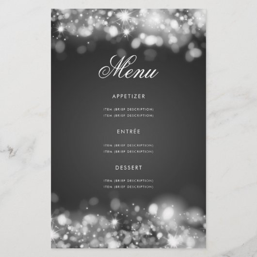 80e verjaardag programma Glam Lights Zilver Menu (Achterkant)