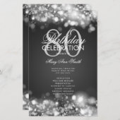 80e verjaardag programma Glam Lights Zilver Menu (Voorkant / Achterkant)