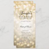 80e Verjaardag Programma Gold Bokeh Menu+Dank U (Voorkant / Achterkant)