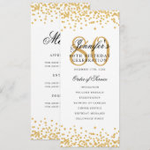 80e verjaardag programma Gold Confetti Menu (Voorkant / Achterkant)