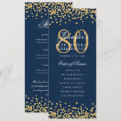 80e Verjaardag Programma Menu Bedankt Gold Navy Bl (Voorkant / Achterkant)