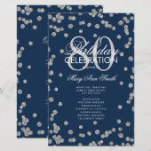 80e verjaardag Programma Zilveren Navy Glitter Men (Voorkant / Achterkant)