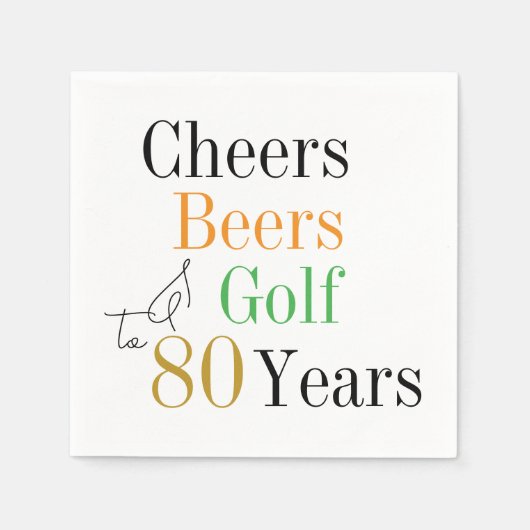 80e verjaardag Proost Beers Golf minimaal feest Servet (Voorkant)