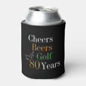 80e verjaardag Proost Beers Golf Zwart Goud Party Blikjeskoeler (Blikje Voorkant)