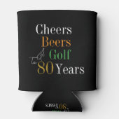 80e verjaardag Proost Beers Golf Zwart Goud Party Blikjeskoeler (Achterkant)