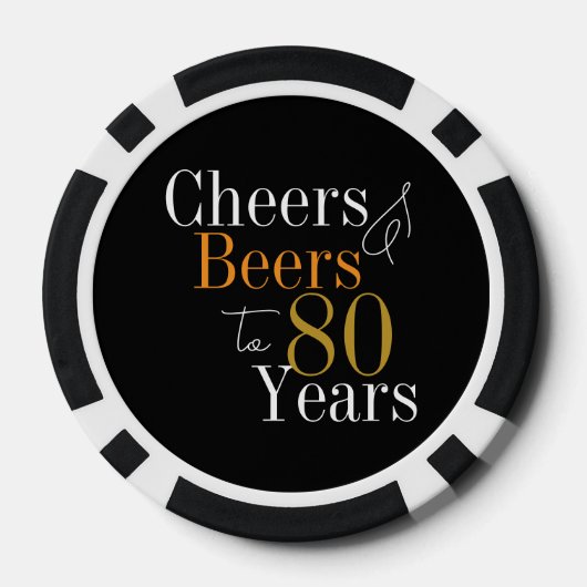 80e verjaardag Proost en bieren Zwart Goud Party Poker Chips (Achterkant)