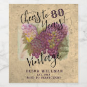 80e verjaardag Proost op 80 jaar gewoonte Wijn Etiket (Enkel label)