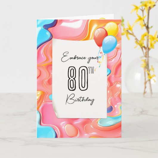 80e verjaardag Psychedelic 3D Abstract Kaart (Gele Bloem)