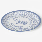 80e verjaardag Random Number Pattern Blue/White Papieren Bordje (Gekanteld)