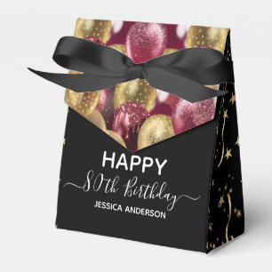 80e verjaardag Red Gold Glitter Balloons Favor Box Bedankdoosjes