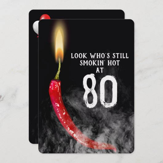 80e verjaardag Red Hot Pepper Candle Kaart (Voorkant / Achterkant)