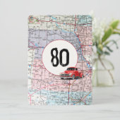 80e verjaardag Red Retro Truck Kaart (Staand voorkant)