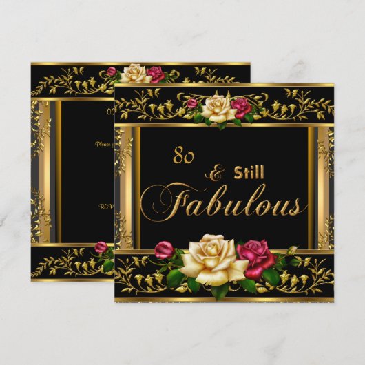 80e verjaardag Red Rose Gold Kaart (Voorkant / Achterkant)