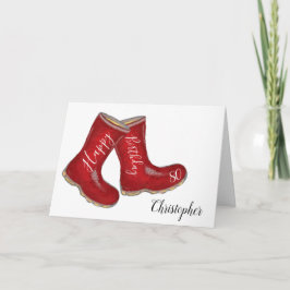 80e verjaardag Red Welly Boot vader / opa / man Kaart