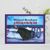 80e verjaardag - Reeling in the Big One (vis) Kaart (Staand voorkant)