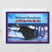 80e verjaardag - Reeling in the Big One (vis) Kaart (Voorkant)