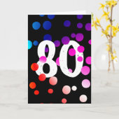 80e verjaardag RegenboogStippen op zwart Kaart (Gele Bloem)