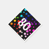 80e verjaardag RegenboogStippen op zwart Servet (Hoek)