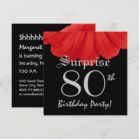 80e verjaardag Rode ventilator Z305 Kaart (Voorkant / Achterkant)