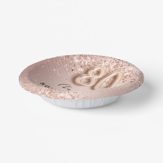 80e Verjaardag roos Gold Blush Pink Naam Papieren Kommen (Gebogen)