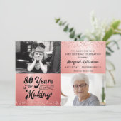 80e verjaardag Roos Gold Glitter 2 Foto Kaart (Staand voorkant)