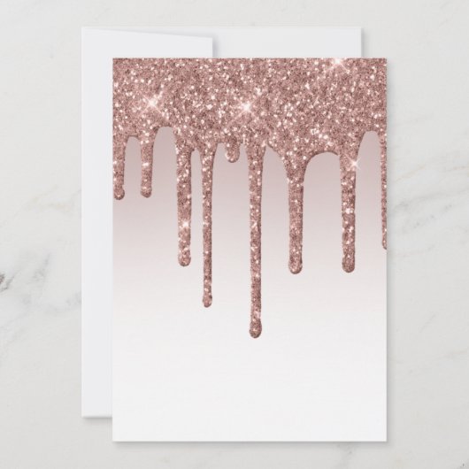 80e verjaardag Roos Gold Glitter Drip Kaart (Achterkant)