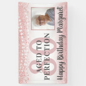 80e verjaardag Roos Gold Glitter Foto Spandoek (Verticaal)