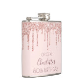 80e verjaardag roos goud glitter druppelt roze heupfles (Rechts)
