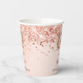 80e verjaardag roos goud glitter monogram naam papieren bekers (Links)