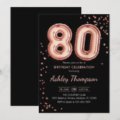 80e verjaardag - Roos gouden ballonnen zwart Kaart (Voorkant / Achterkant)