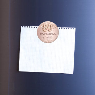 80e verjaardag roos gouden blozen sparen de datum magneet