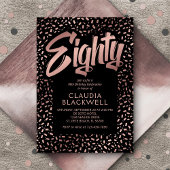 80e Verjaardag Roos Gouden Confetti Kaart