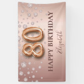 80e verjaardag roos gouden diamanten ballonschrift spandoek (Verticaal)