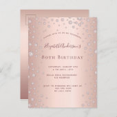 80e verjaardag roos gouden diamanten uitnodiging (Voorkant / Achterkant)