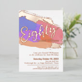 80e verjaardag roos gouden foto abstracte kunst folie uitnodiging (Staand Voorkant)