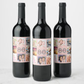 80e verjaardag roos gouden foto collage wijn etiket (Flessen)