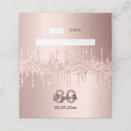 80e verjaardag roos gouden glitter roze glans plaatskaartje